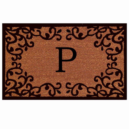 Monogram Door Mat, Natural, Black, 24 in W x 36 in L